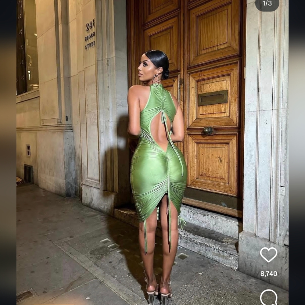 Elegant Green Halter Dress